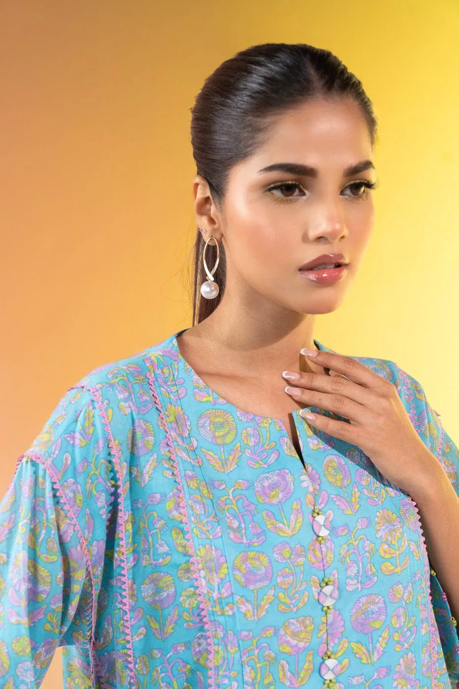 1 Pc Printed Silver Lawn Shirt 