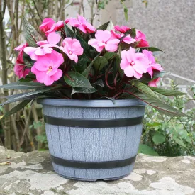 30cm Barrel Planter Grey Plant Pot