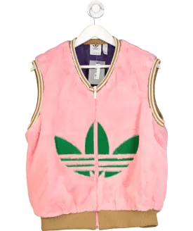 adidas Pink Heritage Adicolor Faux Fur Waistcoat UK M