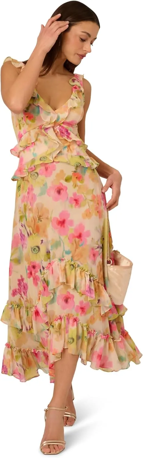 Adrianna Papell Women's Printed Chiffon Maxi Dress