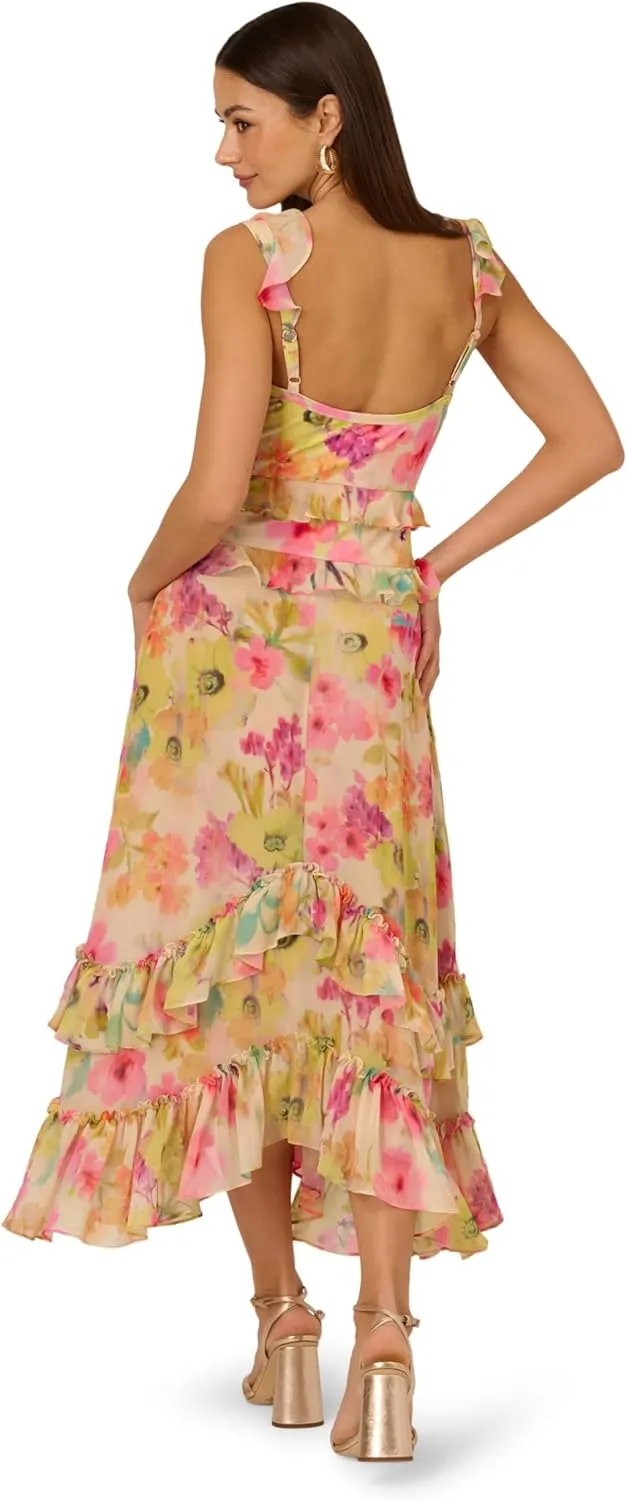 Adrianna Papell Women's Printed Chiffon Maxi Dress