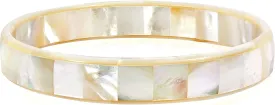 AeraVida Tropical & Stylish White Mother of Pearl Mosaic Bangle Bracelet | 8 Inch | Tropical Bracelets for Women | White Mother of Pearl Bracelet