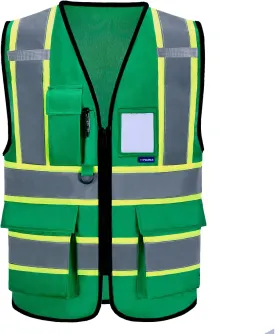 AYKRM 11 color High Vis Reflective Safety Vest for Women Men Security Pocket Zipper