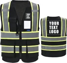 AYKRM Custom Logo Personalised Printed High Visibility Reflective 2 two tone work construction Safety Vest