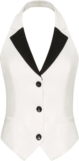 Belle Poque Women's Fully Lined Waistcoat Vest Halter V Neck Suit Vest