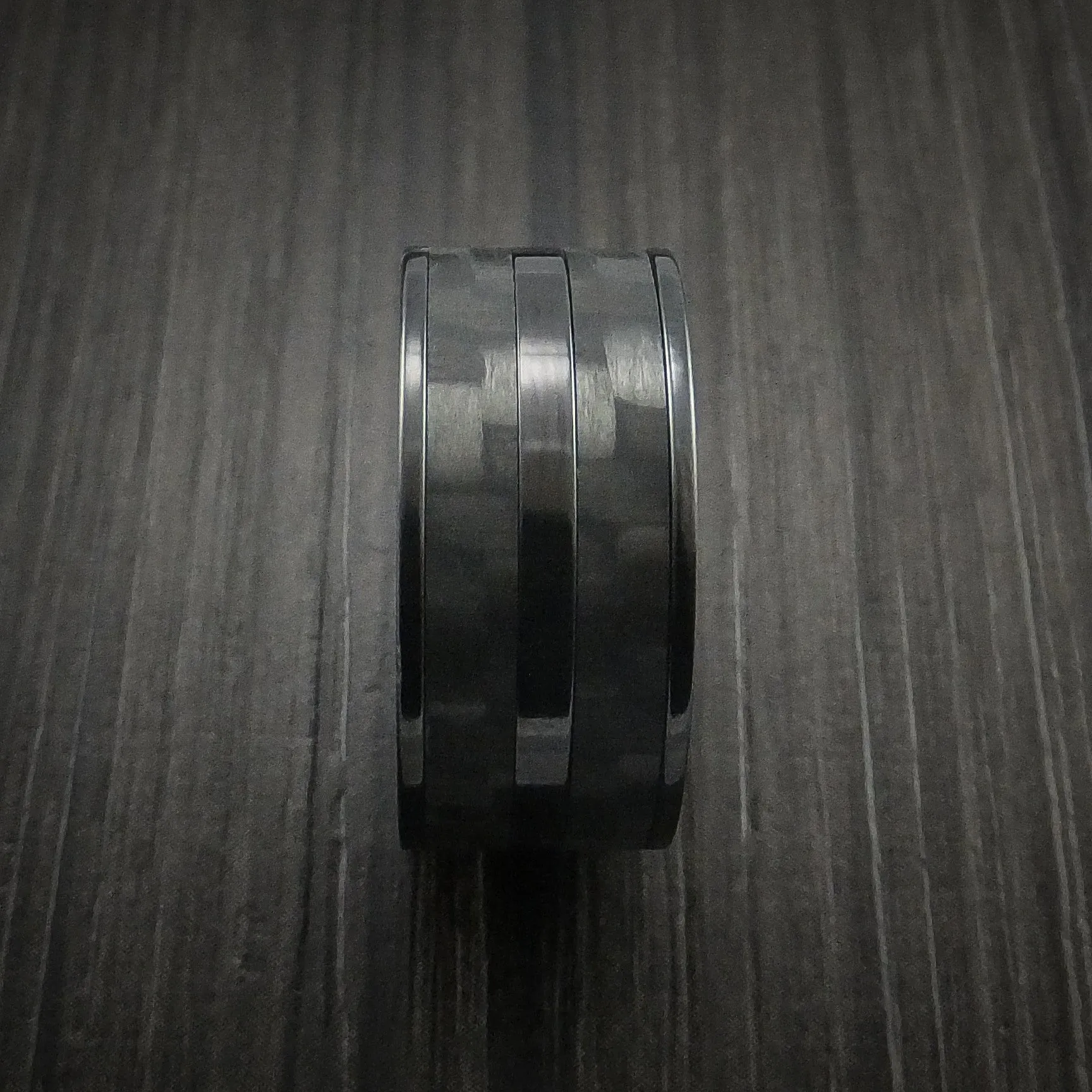 Black Titanium Men's Ring with Black Carbon Fiber Inlay Custom Made Band