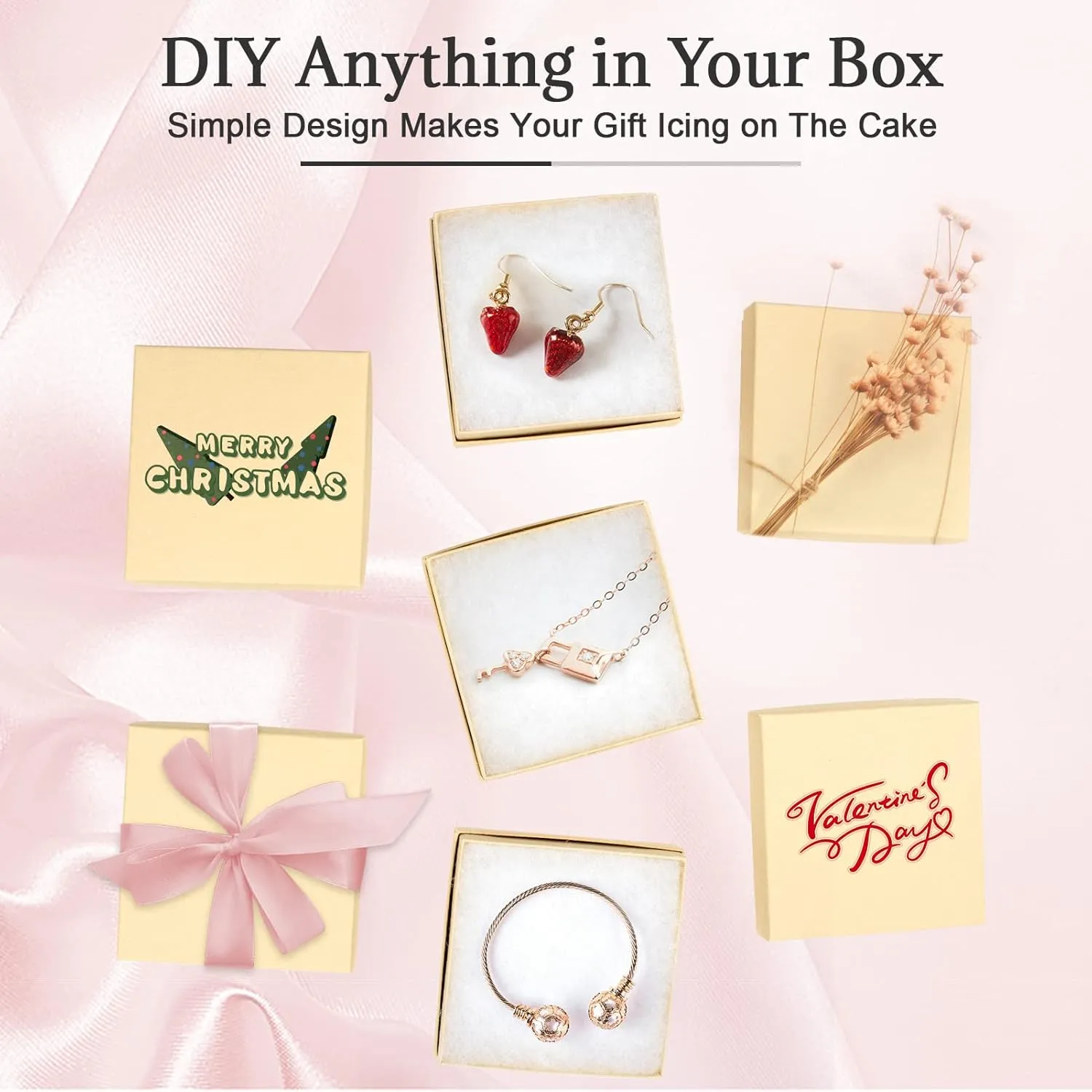 Cardboard Jewelry Brown Gift Boxes 20 Pack3.53.51 inches, its apply to displaying necklaces, rings, bracelets, earrings