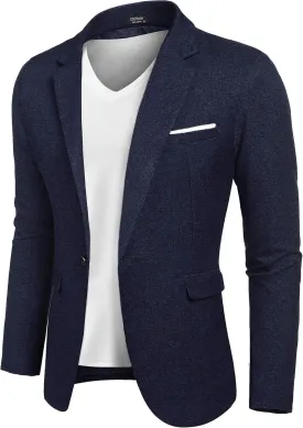 COOFANDY Mens Slim Fit Premium Stylish Suit Coat Jacket Modern Business Blazers Navy Blue