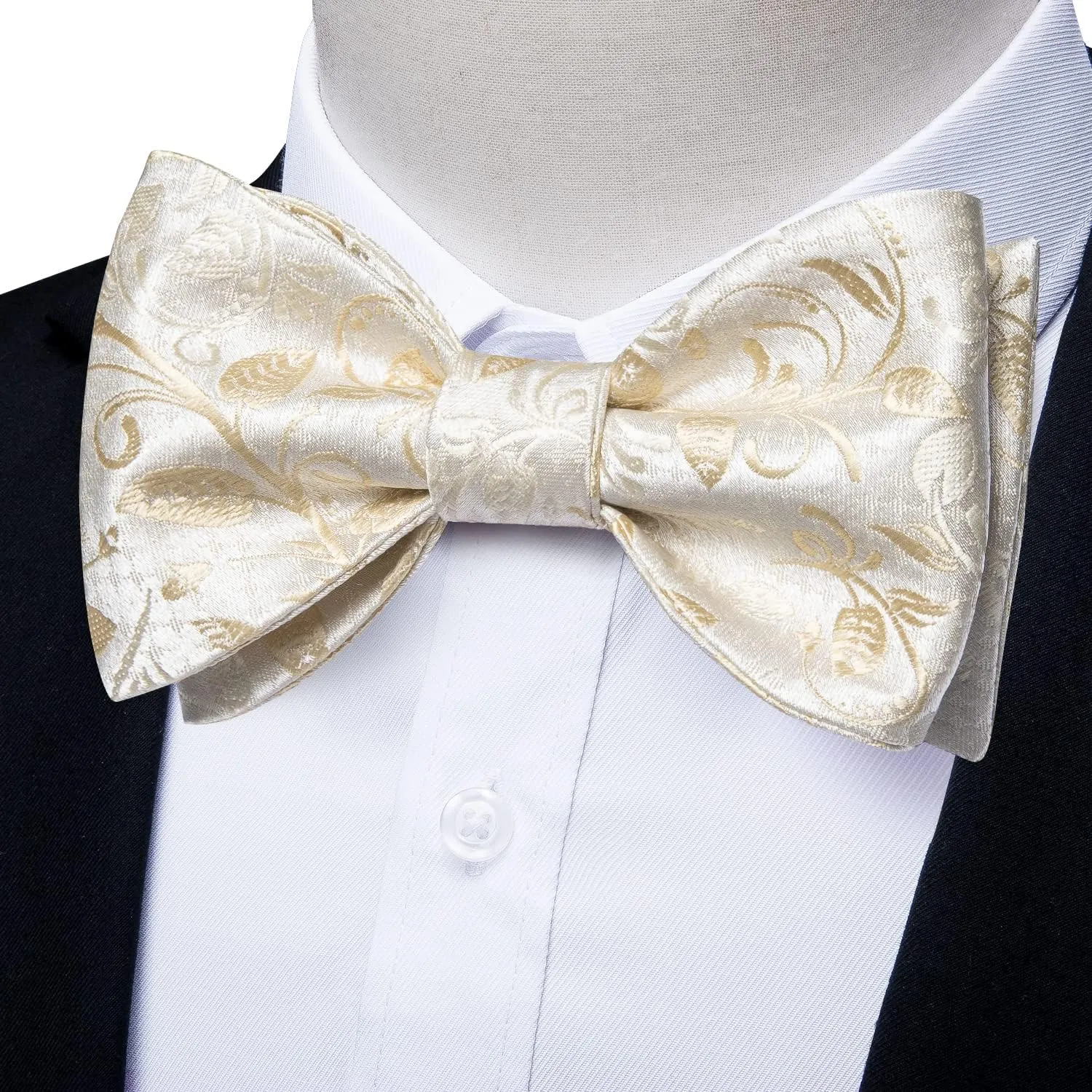 DiBanGu Silk Bow Ties for Men Striped Solid Paisley Self Bowtie and Pocket Square Cufflinks Formal Tuxedo Bowtie Set Wedding