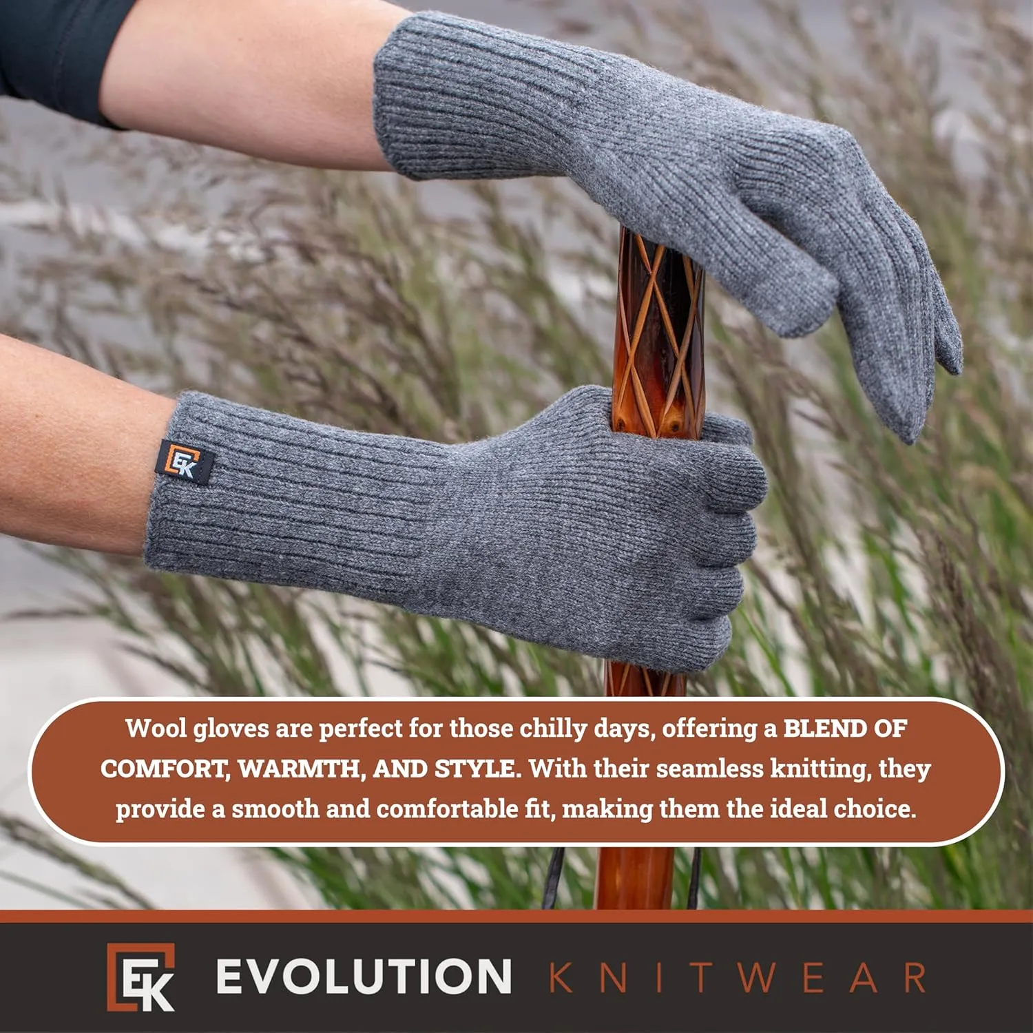 Evolution Knitwear Wool Knit Gloves - Super Soft Merino Wool - Made in the USA - Small