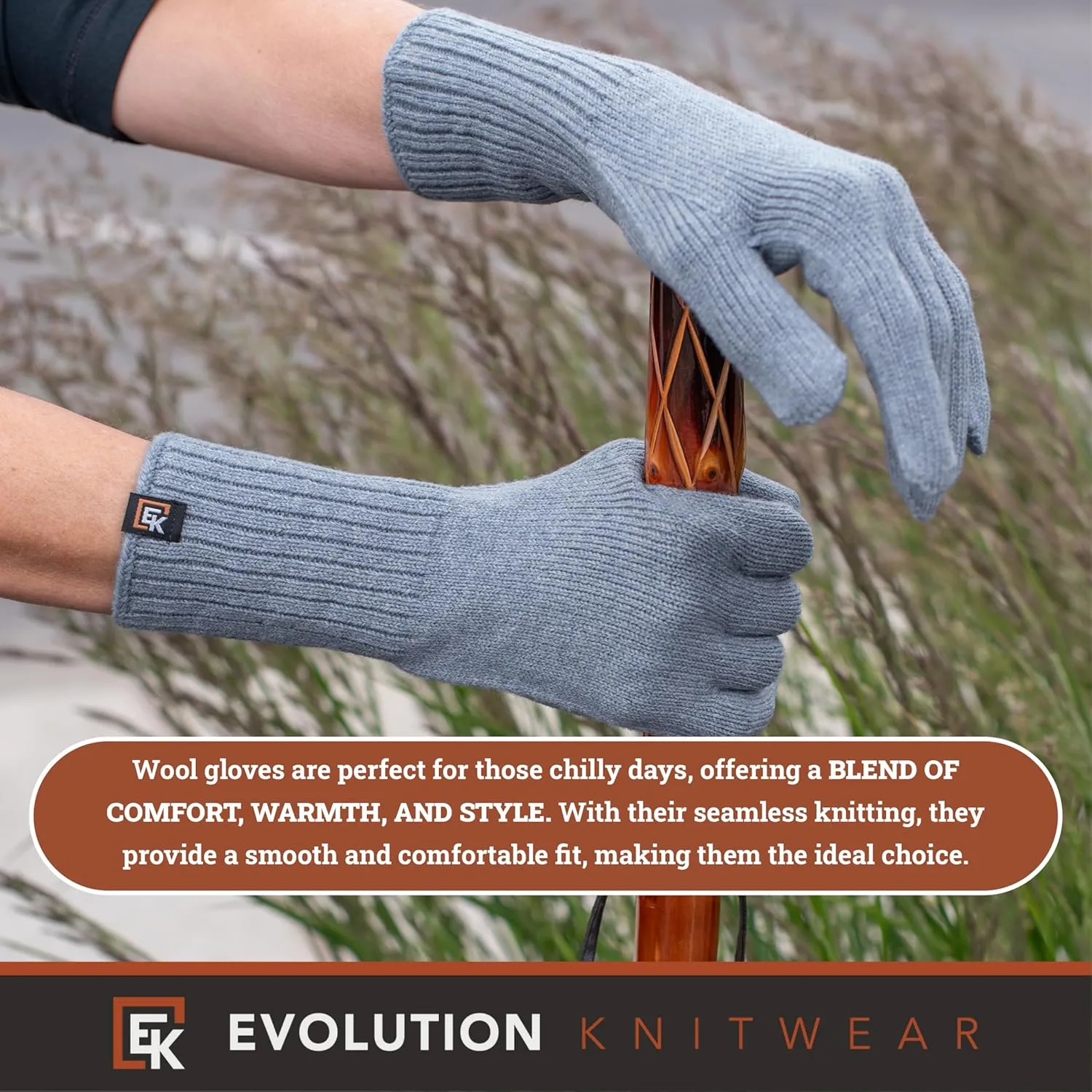 Evolution Knitwear Wool Knit Gloves - Super Soft Merino Wool - Made in the USA - Small