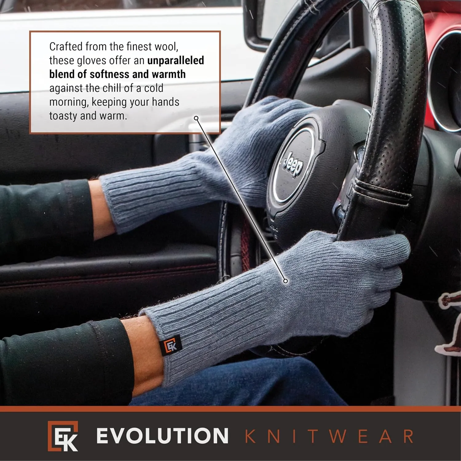 Evolution Knitwear Wool Knit Gloves - Super Soft Merino Wool - Made in the USA - Small
