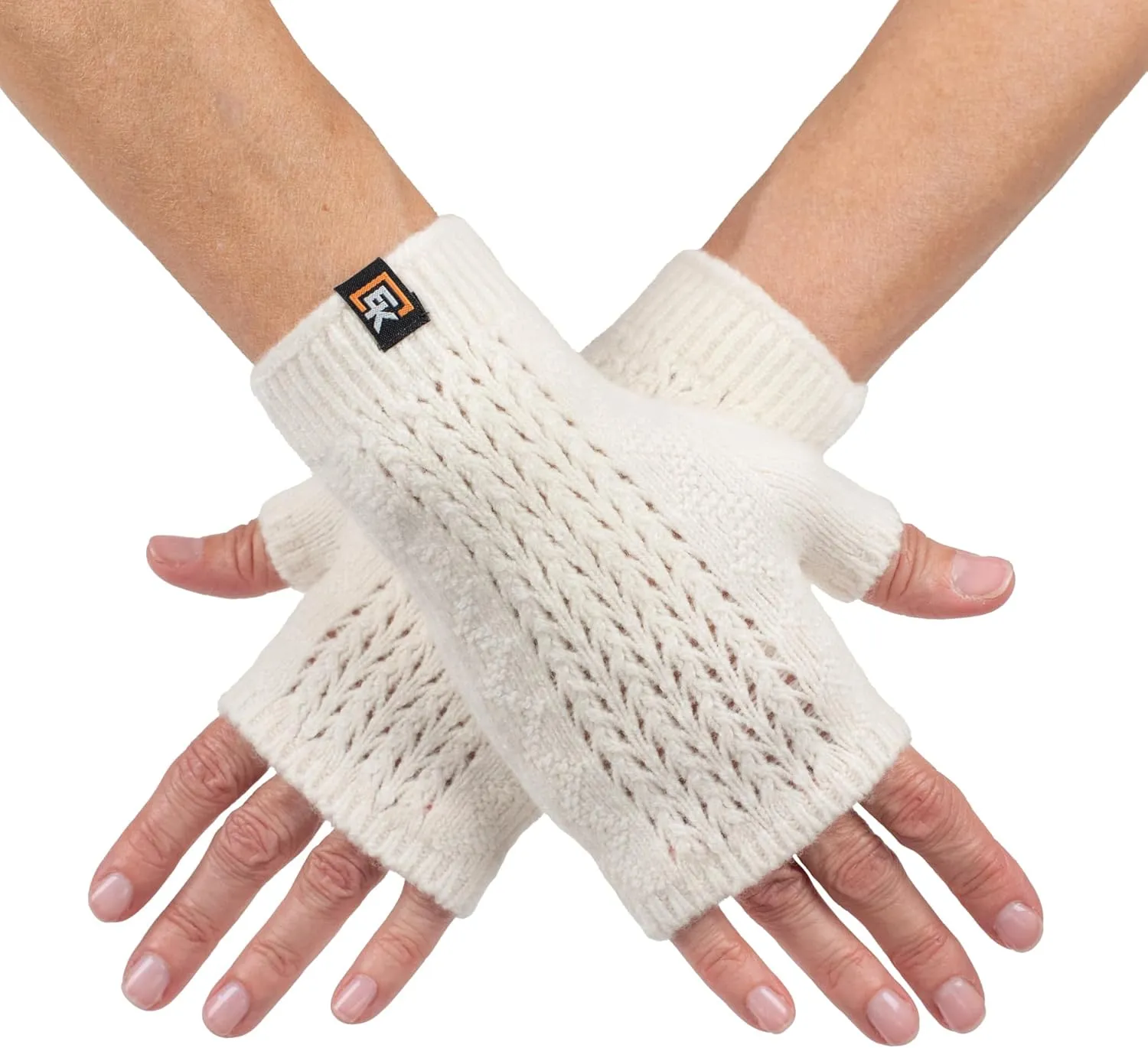 Evolution Knitwear Wool Mesh Knit Fingerless Mittens - Super Soft Merino Wool - Made in the USA