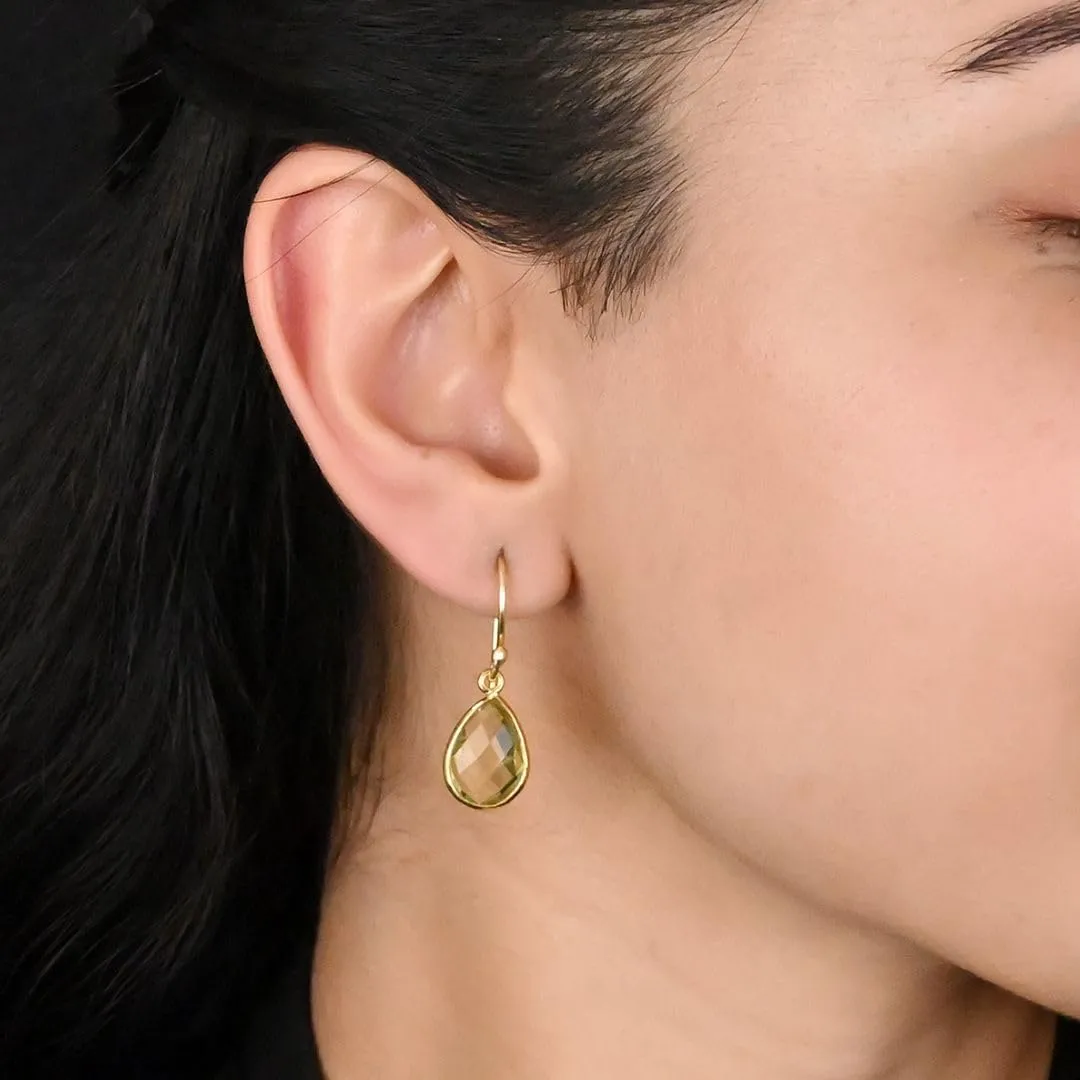 Gempires Lightweight Teardrop Dangle Earrings Brown Smoky Quartz Crystal Jewelry Hypoallergenic Gold Plated Handmade Gemstone Dangling Earring For Women