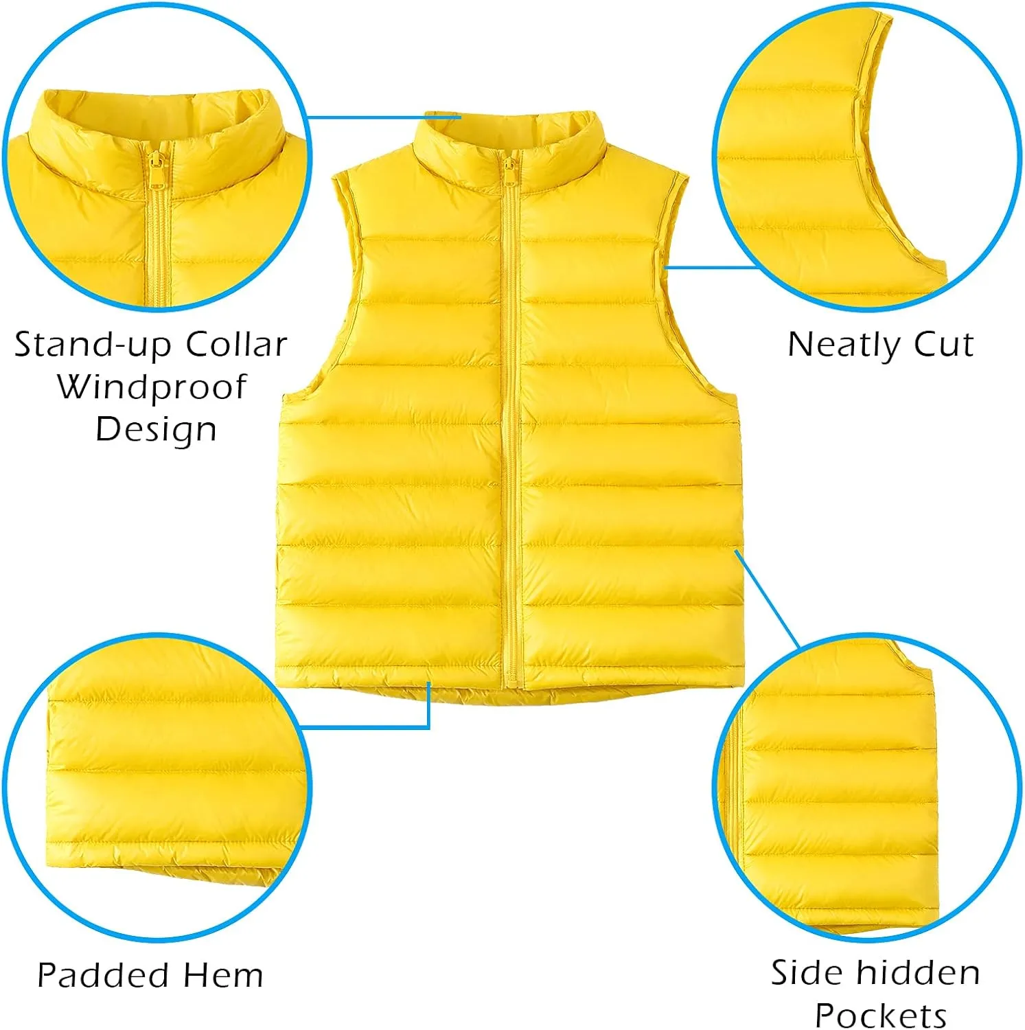 Happy Cherry Down Puffer Vest for Boy Girls Lightweight Water-Resistant Winter Jacket Outwear Kids Fall Sleeveless Coats