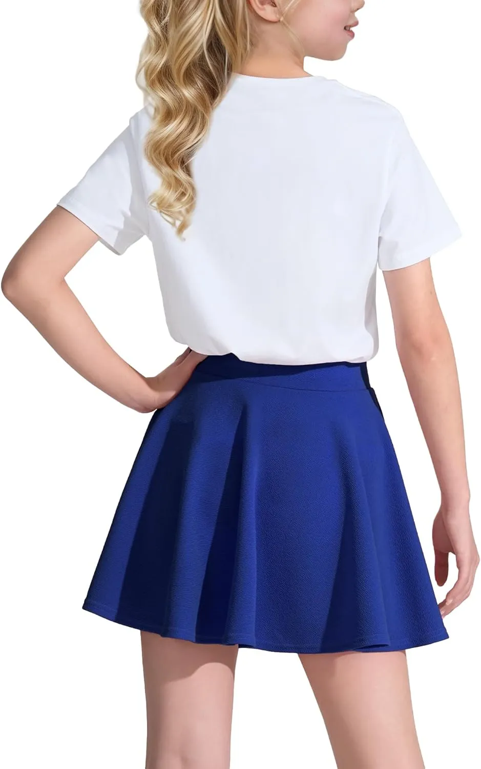 KEREDA Girls Casual Mini High Waist Stretchy Flared Pleated Skater Skirts 5-13 Years