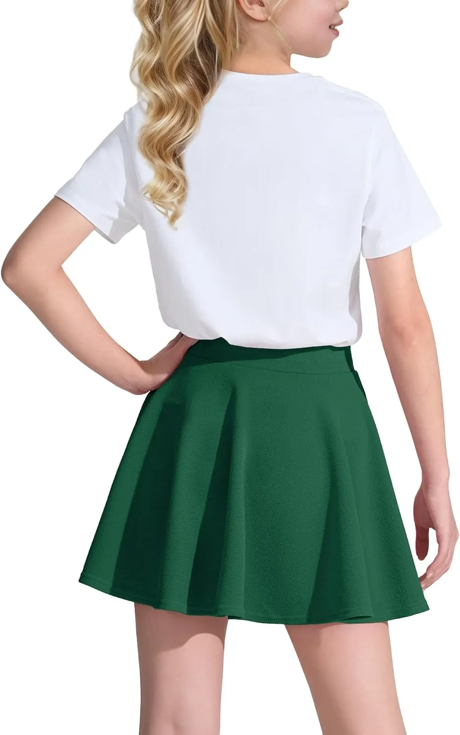 KEREDA Girls Casual Mini High Waist Stretchy Flared Pleated Skater Skirts 5-13 Years