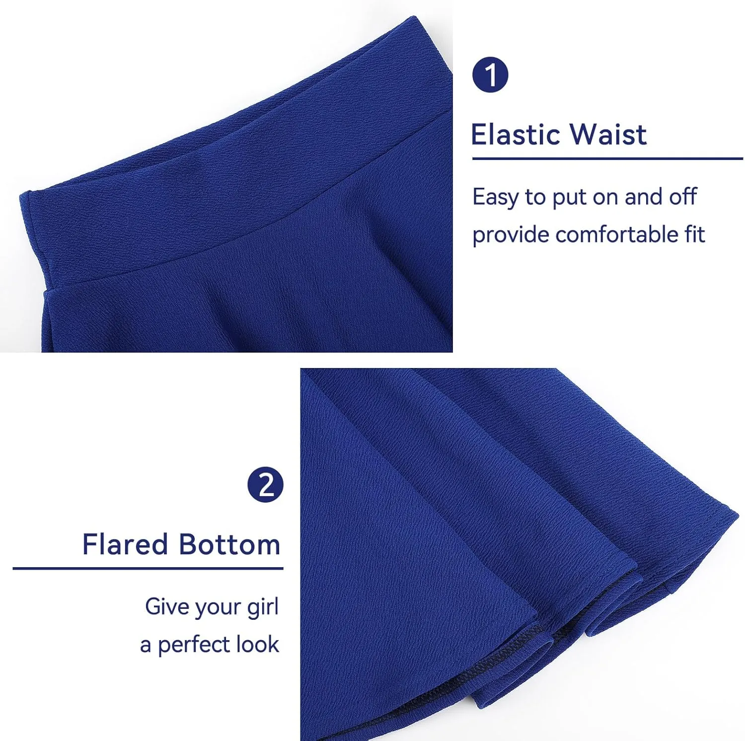 KEREDA Girls Casual Mini High Waist Stretchy Flared Pleated Skater Skirts 5-13 Years