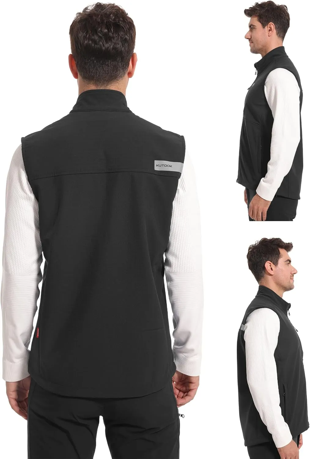 KUTOOK Mens Softshell Sleeveless Jacket Winter Warm Fleece Outerwear Vests for Cycling Golf Hiking