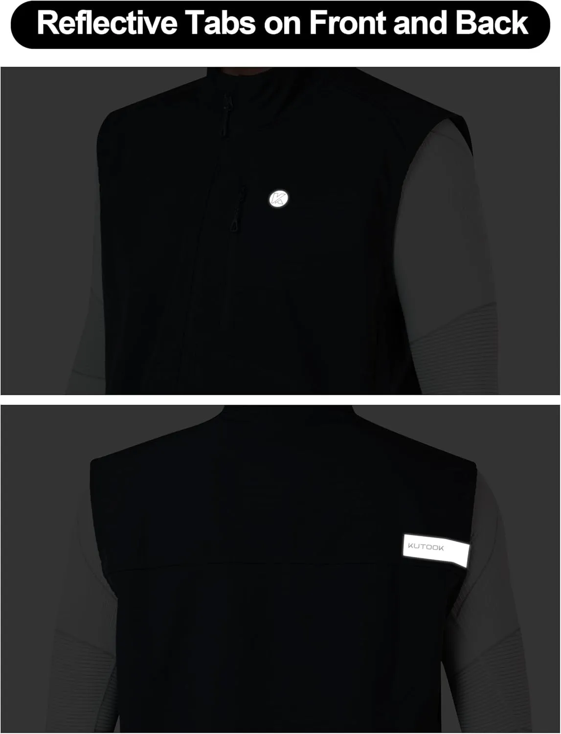 KUTOOK Mens Softshell Sleeveless Jacket Winter Warm Fleece Outerwear Vests for Cycling Golf Hiking