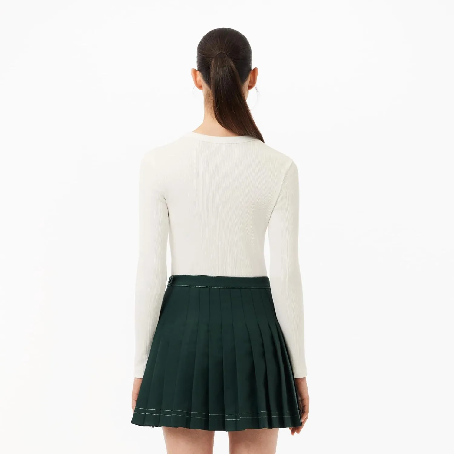 Lacoste Women's Long Sleeved Ribbed Cotton T-Shirt