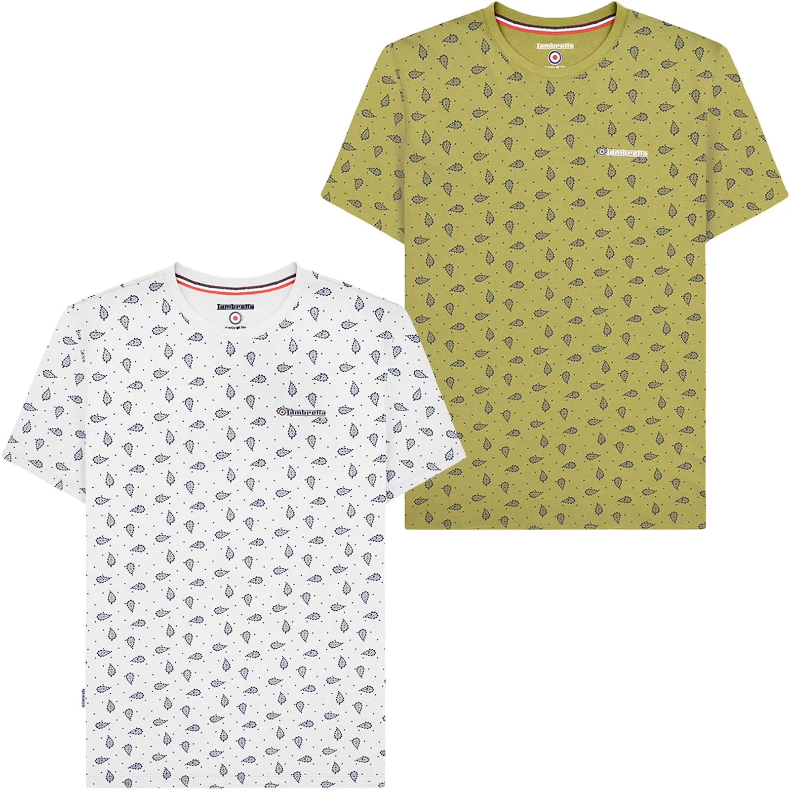 Lambretta Mens Paisley AOP Crew Neck Cotton T-Shirt