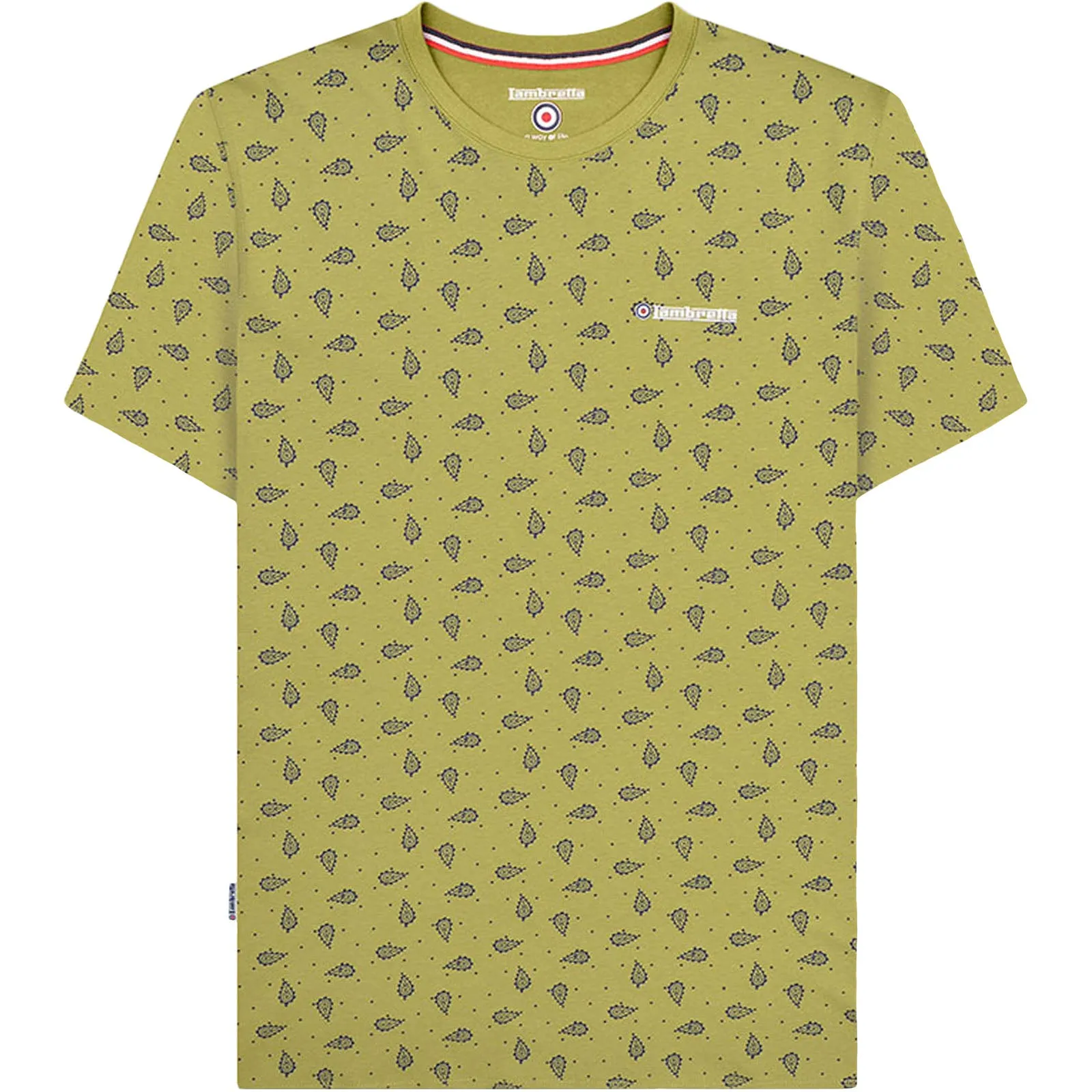 Lambretta Mens Paisley AOP Crew Neck Cotton T-Shirt