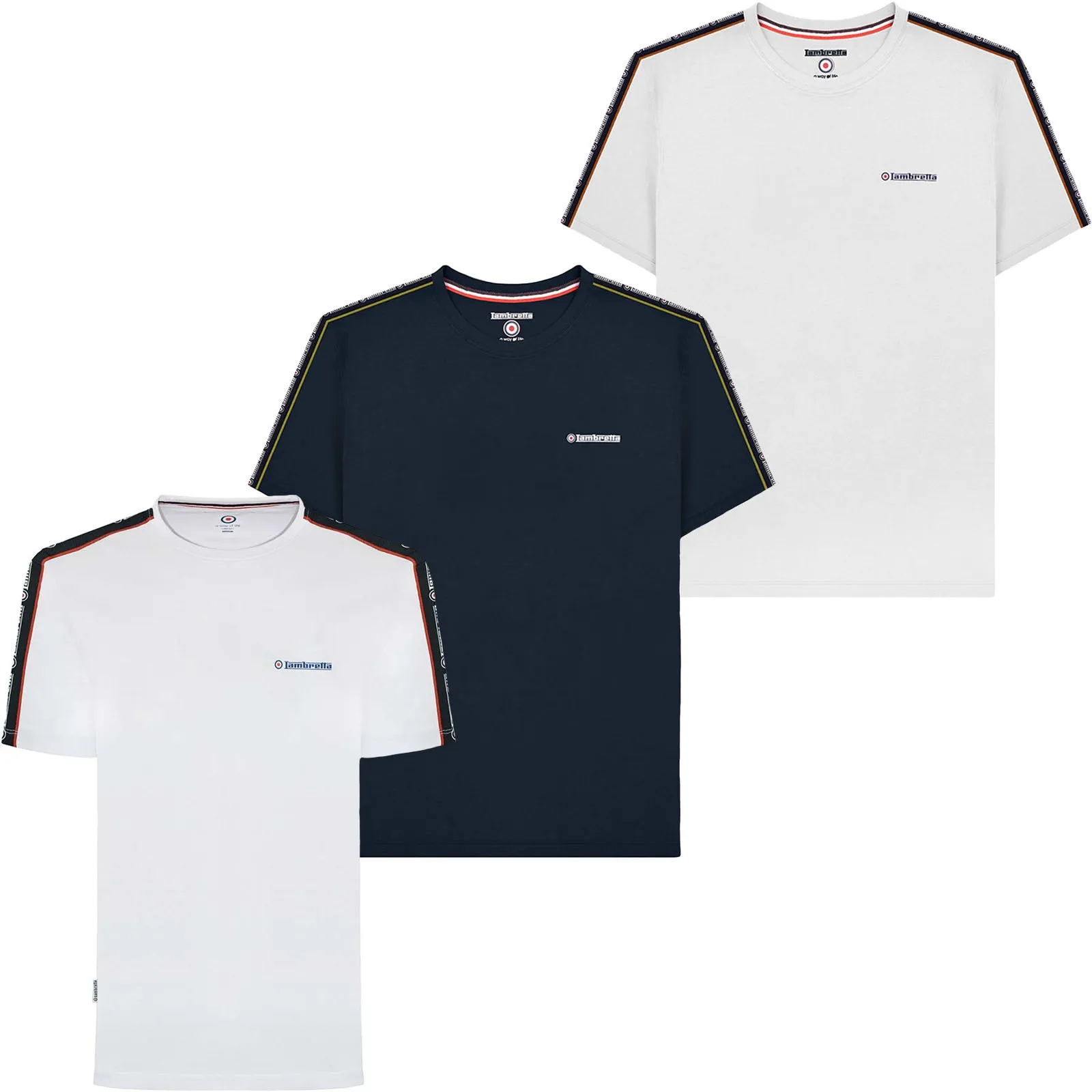 Lambretta Mens Taped Sleeve Cotton T-Shirt