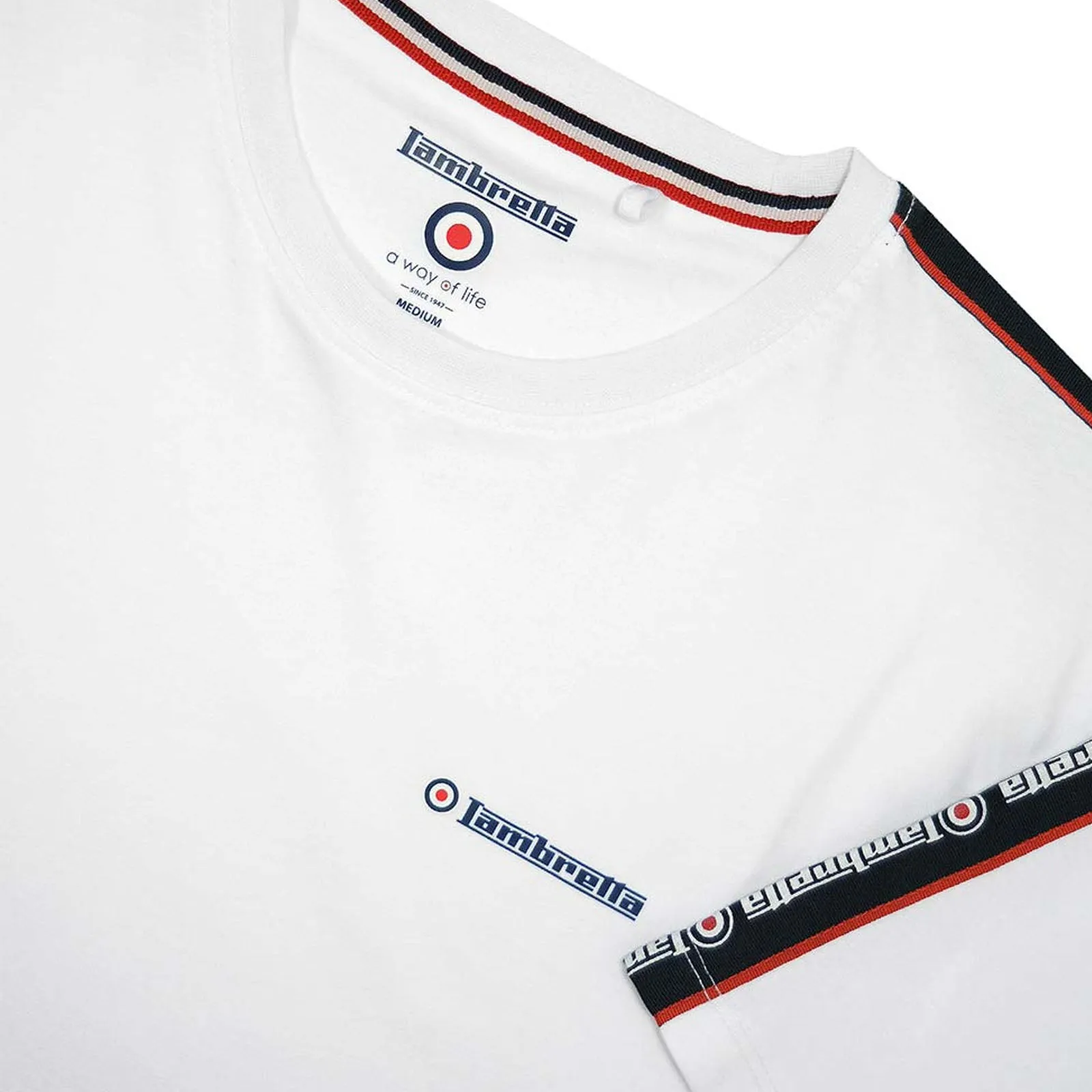 Lambretta Mens Taped Sleeve Cotton T-Shirt