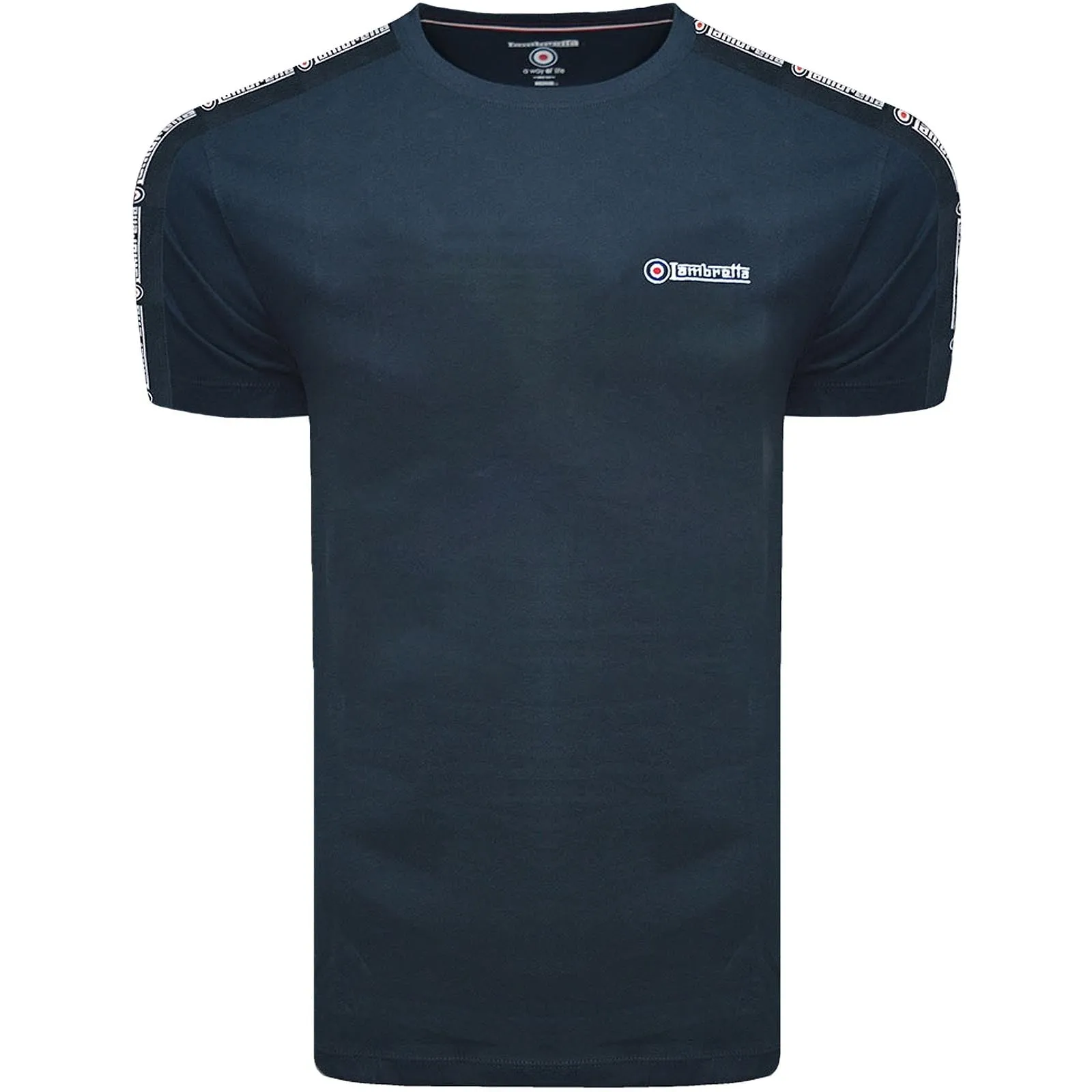 Lambretta Mens Taped Sleeve Cotton T-Shirt