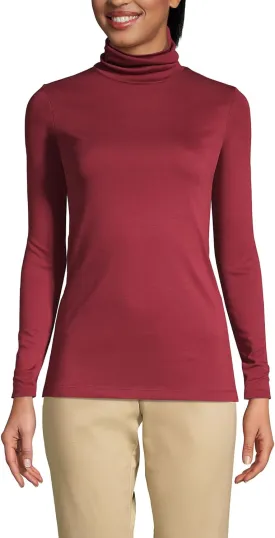 Lands' End Women's American-Grown Supima Cotton Fitted Long Sleeve Turtleneck