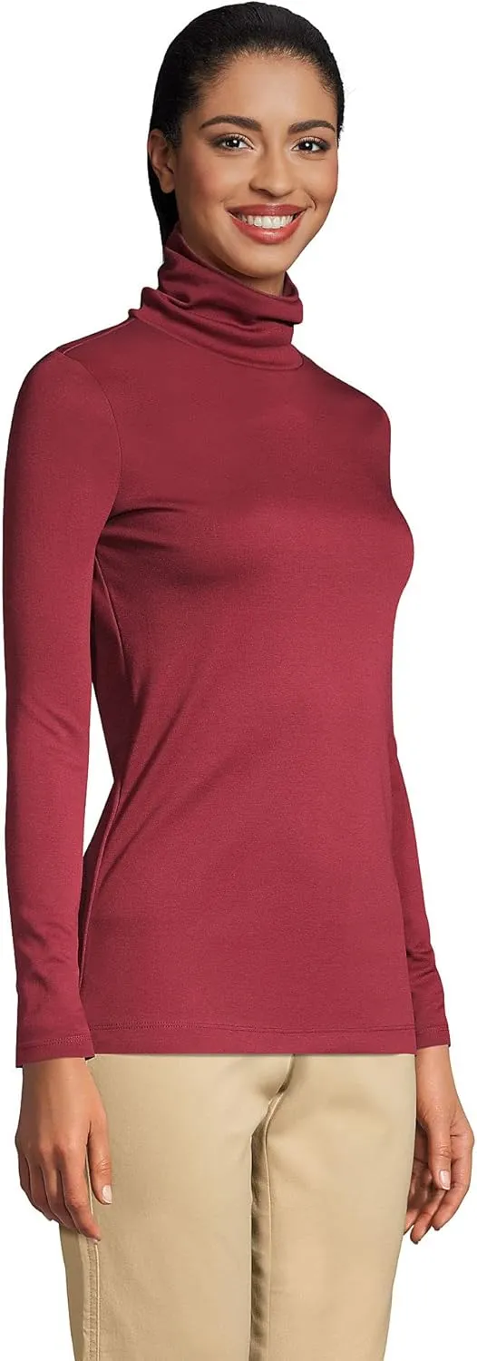 Lands' End Women's American-Grown Supima Cotton Fitted Long Sleeve Turtleneck