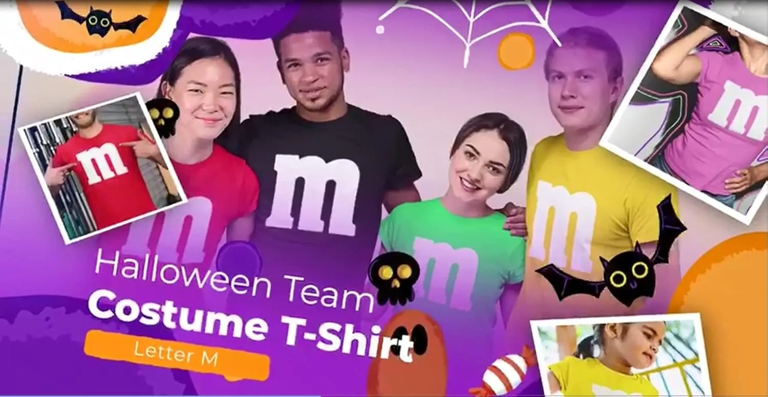Letter M Halloween Costumes T-Shirt | Funny Cool Graphic Tee Idea | for Men