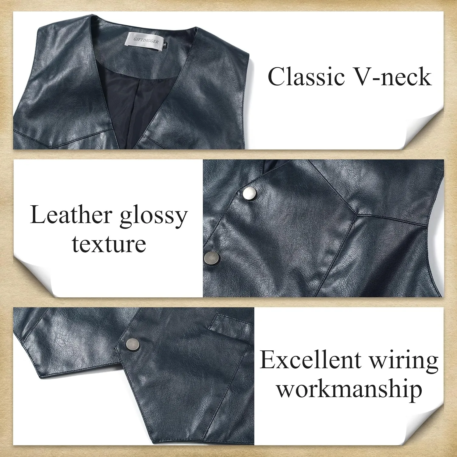 Men's Western Cowboy Vest,Vintage Cowboy Suit Vest with Bolo Tie,Slim Wedding Vests,Leather Light Casual Vests