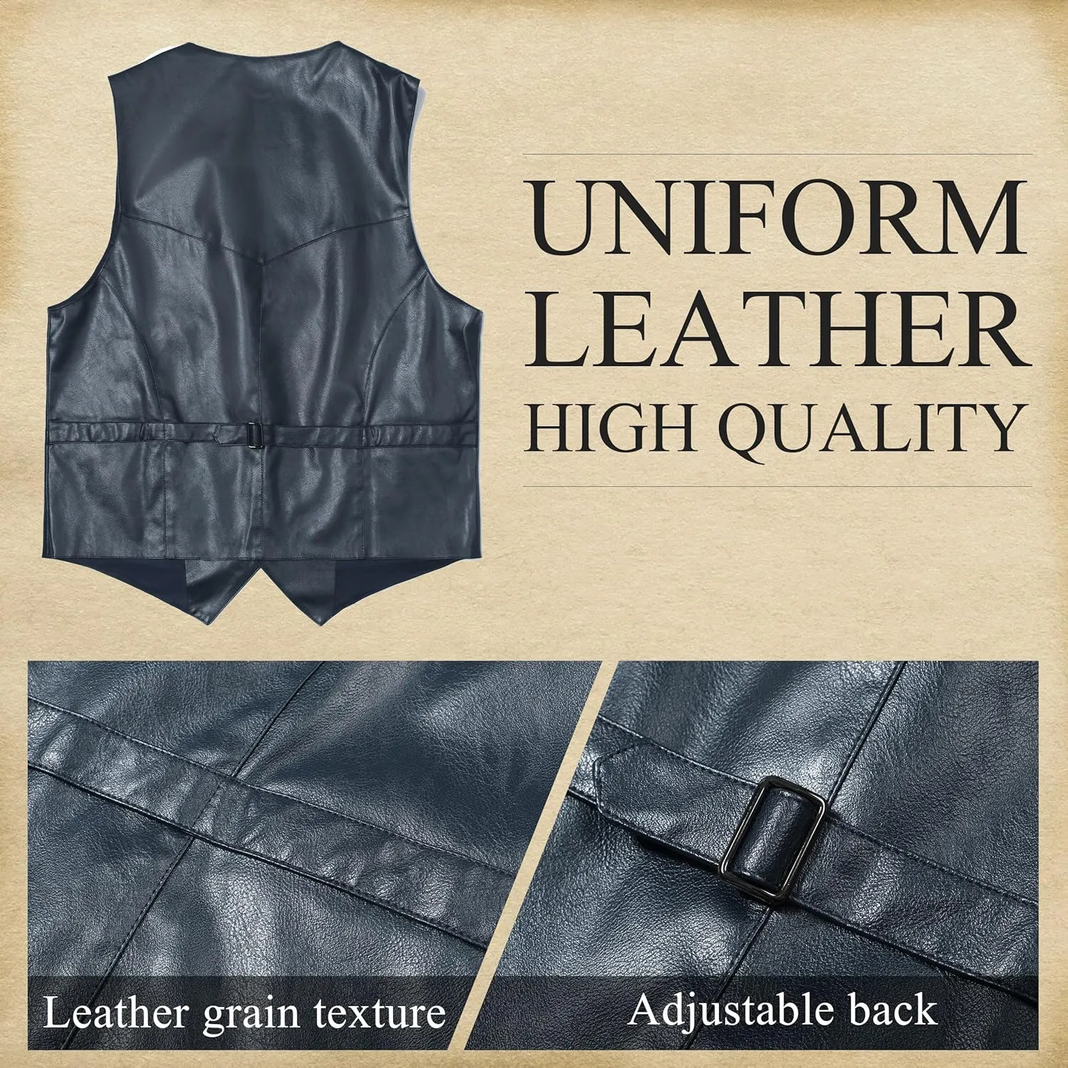 Men's Western Cowboy Vest,Vintage Cowboy Suit Vest with Bolo Tie,Slim Wedding Vests,Leather Light Casual Vests