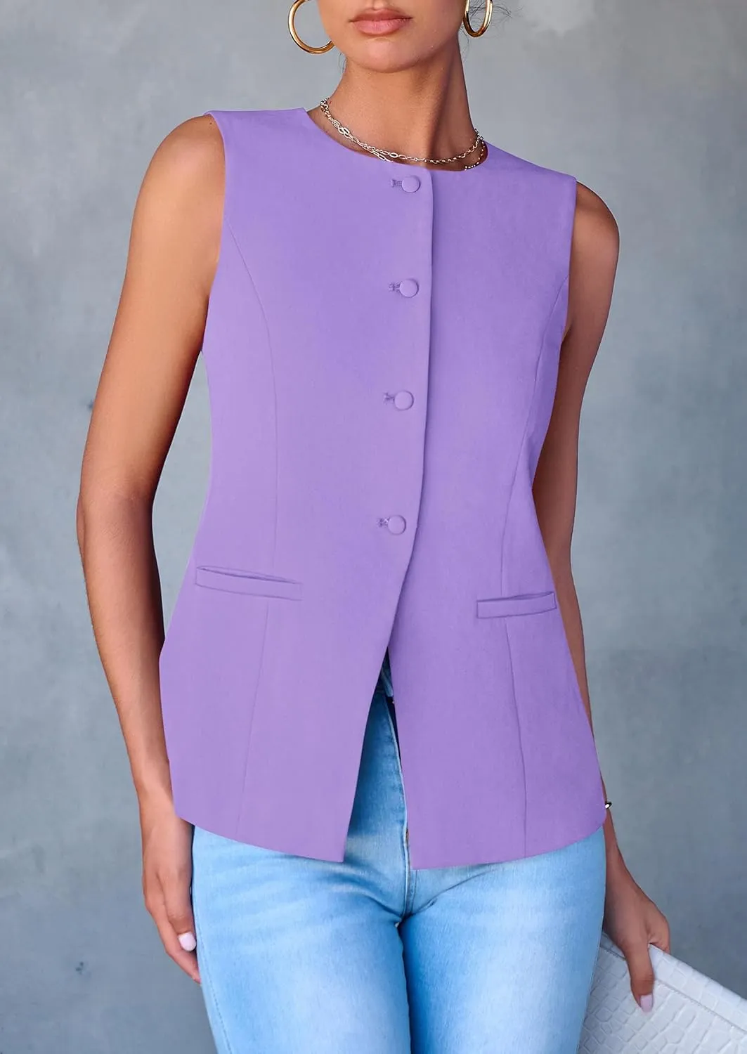PRETTYGARDEN Women's Suit Vest Tops 2025 Summer Dressy Casual Business Button Sleeveless Trendy Fashion Blazer Waistcoat
