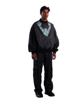 "LADDERSHED" EMBROIDERED LEATHER SWEATER