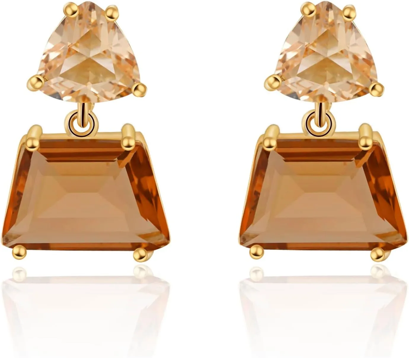 Small Brown Crystal Dangle Earrings for Women  Hypoallergenic Amber Drops, Lightweight Geometric Earrings for Sensitive Ears, Fashion Jewelry Gift for Birthday and Holidays