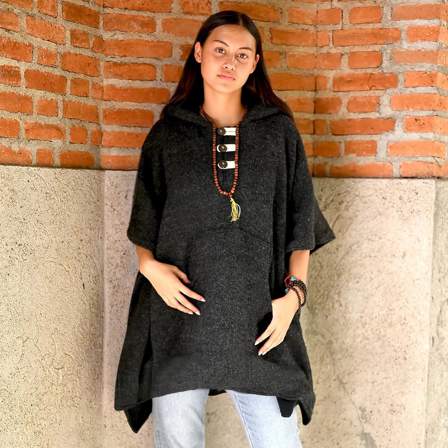 virblatt Wool Poncho Men | Wool & Fleece | Hooded Winter Warm Mens Poncho Blanket