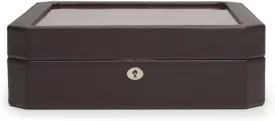 WOLF Windsor 15-Piece Watch Box, Brown/Orange - Features 15 Watch Compartments & Vegan Leather Exterior