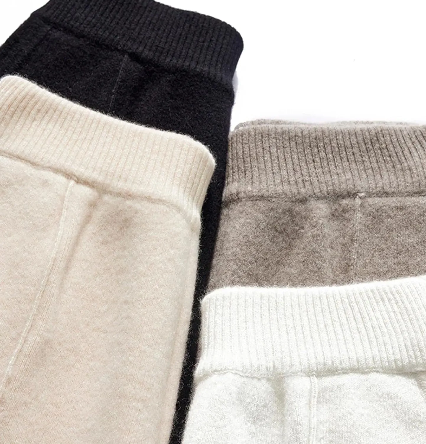 Womens Cable Kint Wide Leg Pants 100 Percent Merino Wool Knitted Trousers Winter Thick Warm High Pants