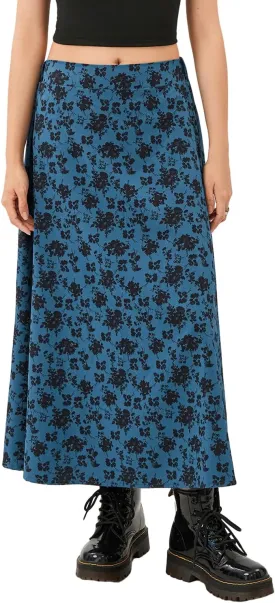 Women's Casual High Waist Boho Printed Side Split A-Line Midi Skirt Leopard Half-Length Maxi Swing Skirt