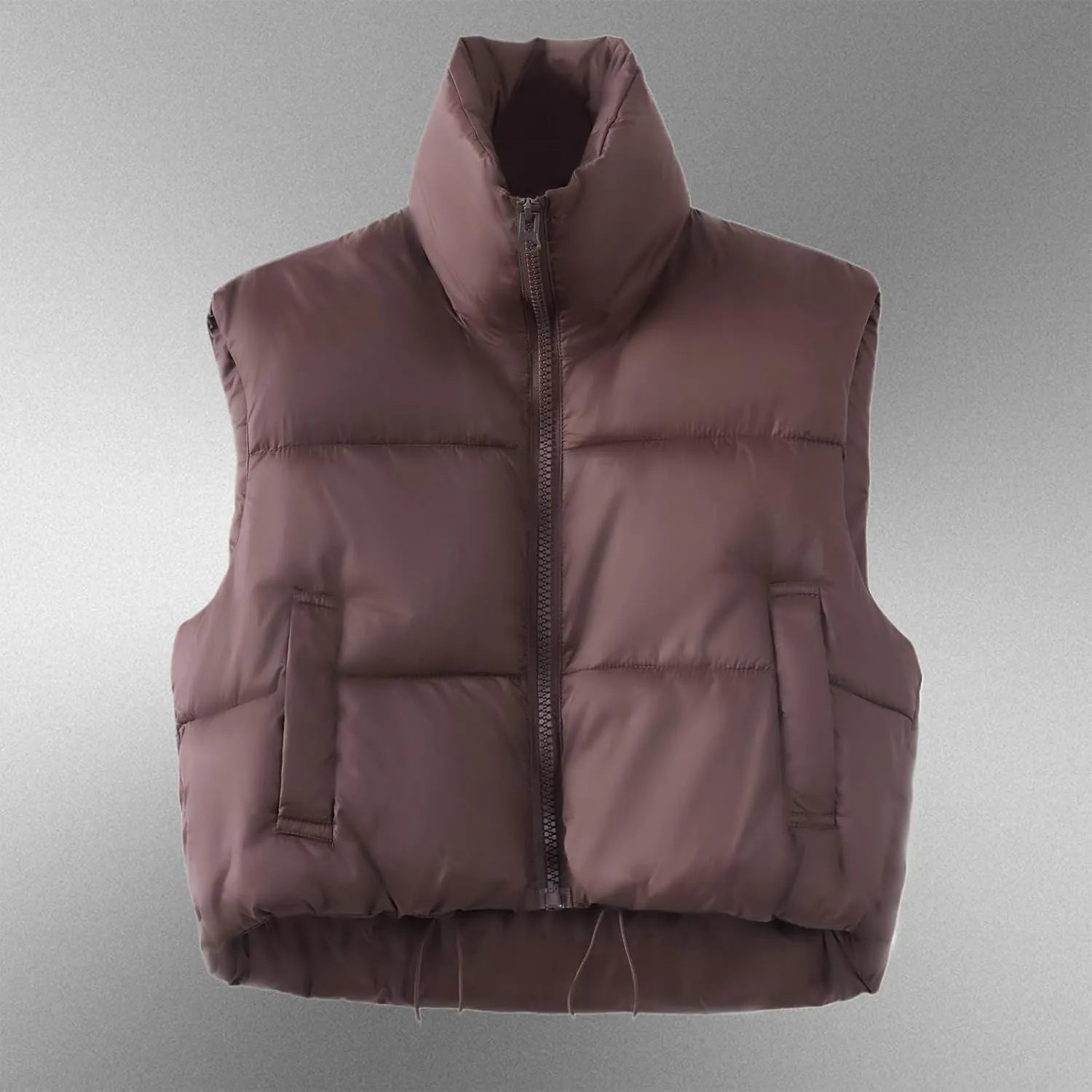 YSW Women's Cropped Puffer Vest Winter Warm Lightweight Sleeveless Outerwear Vests Stand Collar Padded Gilet