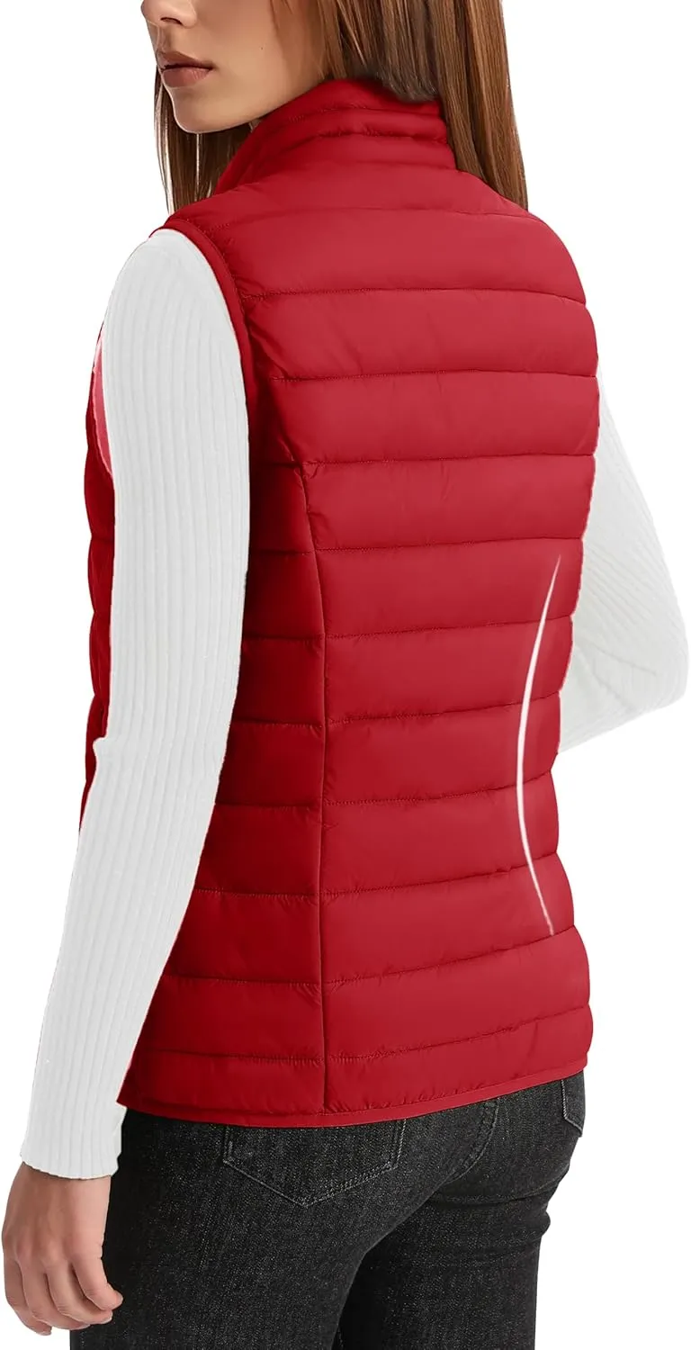YUCOLEN Women's Puffer Vest Lightweight Stand Collar Zip Puffy Vests