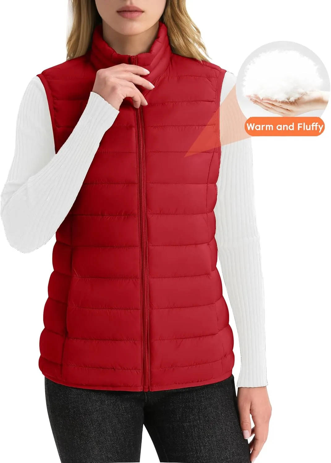 YUCOLEN Women's Puffer Vest Lightweight Stand Collar Zip Puffy Vests