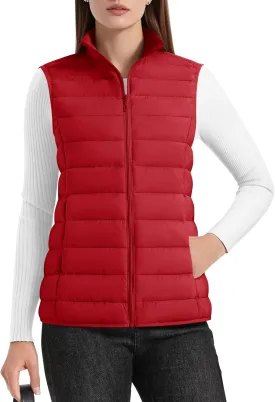 YUCOLEN Women's Puffer Vest Lightweight Stand Collar Zip Puffy Vests